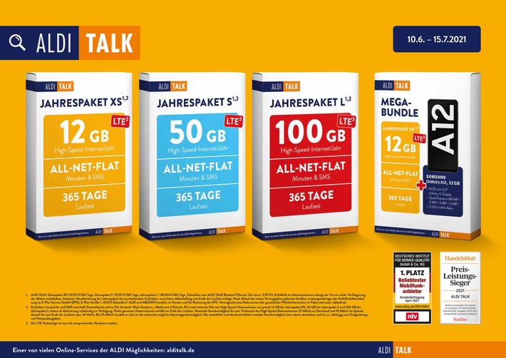 Alles drin für ein Jahr: ALDI TALK startet in den Sommer mit seinen beliebten Jahrespaketen und dem Mega-Bundle