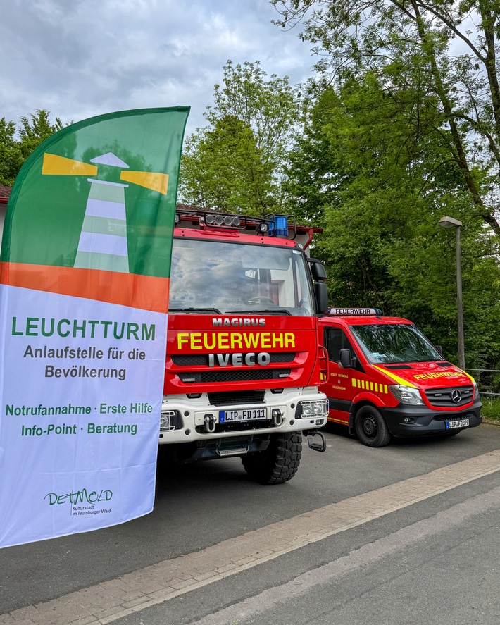 FW-DT: Stromausfall in Teilen Hiddesens - Feuerwehr richtet Leuchtturm ein