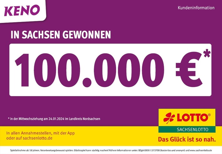 KENO bringt 100.000 Euro nach Nordsachsen und feiert 20. Geburtstag