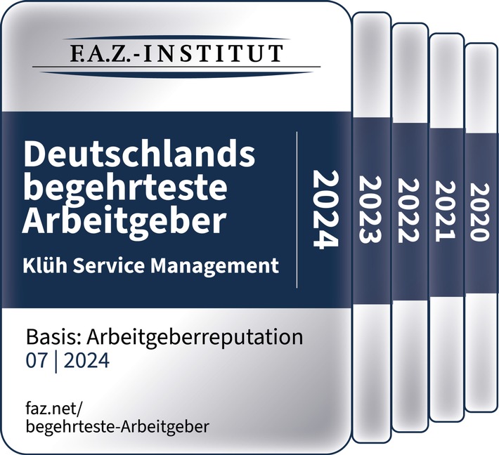 Siegel_FAZ_Begehrteste Arbeitgeber_2024_5 Jahre_Klüh Service Management.jpg