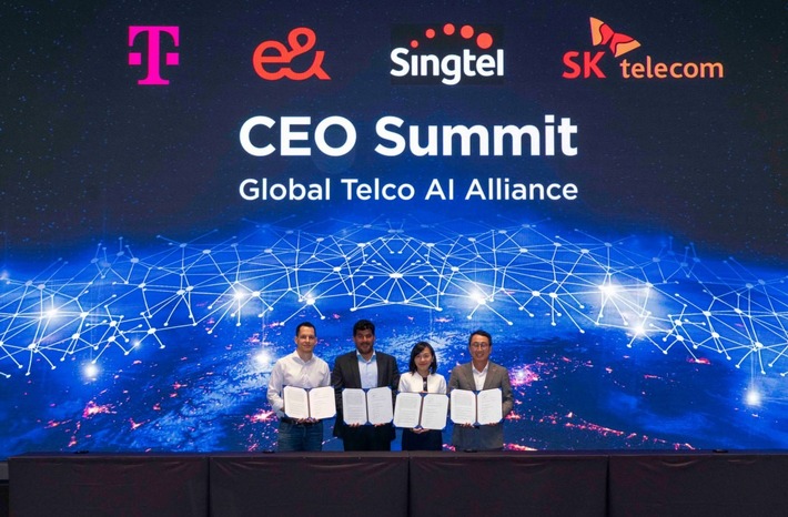 Deutsche Telekom, e&amp;, Singtel und SK Telecom gründen „Global Telco AI Alliance“