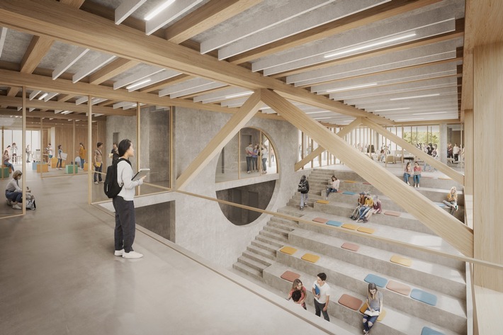 Neu zugelassenes Verbinder-System ermöglicht kreislauffähige HBV-Decken – Schulbau in Aalen