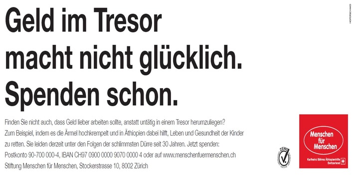 Geld im Tresor macht nicht glücklich. Spenden schon!