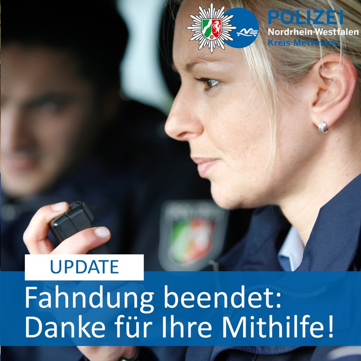 POL-ME: Suche nach vermisster Frau erfolgreich beendet - Polizei bedankt sich bei allen Helferinnen und Helfern! - Heiligenhaus - 2102150