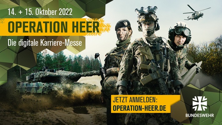 Operation Heer - Die erste digitale Karriere-Messe für unsere Landstreitkräfte am 14. und 15. Oktober 2022