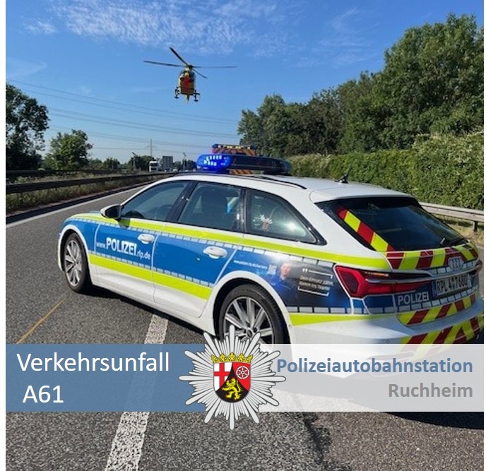 POL-PDNW: Polizeiautobahnstation Ruchheim - Eine schwerverletzte Person nach Verkehrsunfall auf der A 61