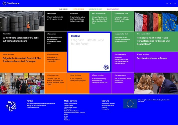 dpa startet am 24. Juni gemeinsam mit 14 anderen europäischen Partnern das Projekt ChatEurope. Der erste Chatbot für europäischen Nachrichten chateurope.eu gibt Bürgerinnen und Bürger faktenbasierte Antworten zu europäischen Themen. / Weiterer Text über ots und www.presseportal.de/nr/179927 / Die Verwendung dieses Bildes für redaktionelle Zwecke ist unter Beachtung aller mitgeteilten Nutzungsbedingungen zulässig und dann auch honorarfrei. Veröffentlichung ausschließlich mit Bildrechte-Hinweis.