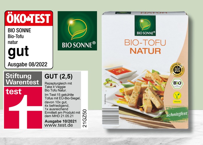 NORMA-Tofu der Eigenmarke BIO SONNE von ÖKOTEST mit "gut" bewertet / Top-Auszeichnungen auch von STIFTUNG WARENTEST und der DLG