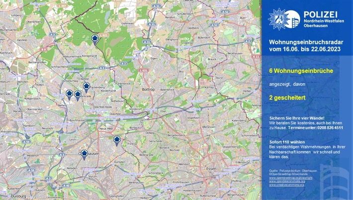 POL-OB: Wohnungseinbruchsradar - Zwei von sechs Wohnungseinbrüchen gescheitert