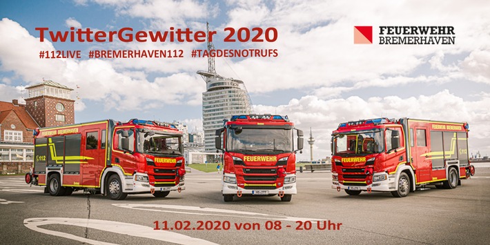 FW Bremerhaven: Live dabei: 2. &quot;Twittergewitter&quot; der Berufsfeuerwehren Feuerwehr Bremerhaven beteiligt sich am 11. Februar an bundesweiter Medienaktion