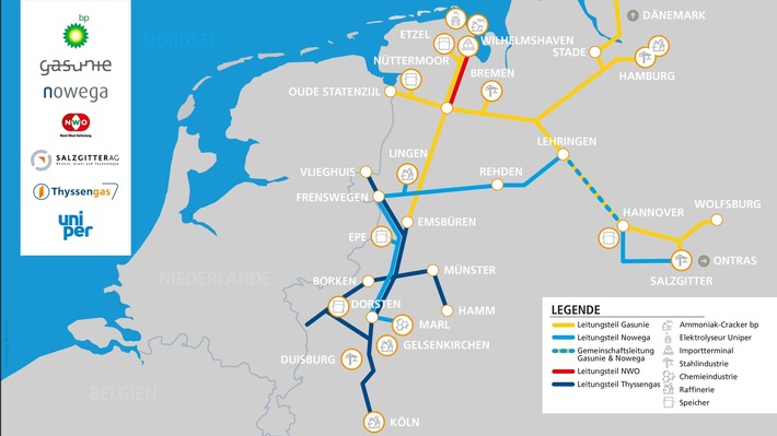 Gemeinsame Presseinformation: Unternehmensallianz verbindet Projekte für Wasserstoffimport, -produktion, -transport und -verbrauch