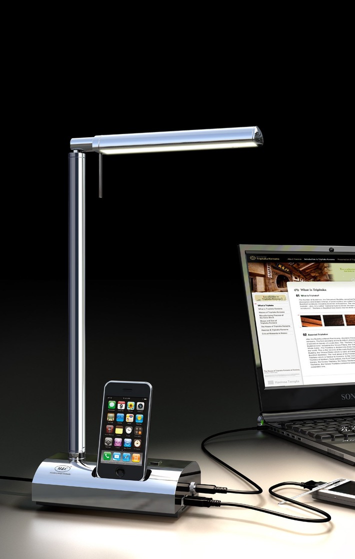 M&C lance la première lampe de bureau à DEL chargeur multiple au monde