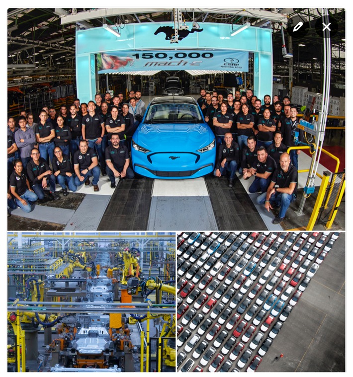 Jubiläum für Ford: Heute ist im Werk Cuautitlán (Mexiko) der 150.000te Mustang Mach-E produziert worden. Dies ist ein wichtiger Meilenstein, da der Konzern die Produktion von Elektrofahrzeugen bis Ende 2023 auf 600.000 und bis 2026 auf mehr als zwei Millionen Einheiten pro Jahr steigern will. Der Mustang Mach-E ist ein 4,71 Meter langes, 1,88 Meter breites und 1,62 Meter hohes Crossover-SUV mit Platz für fünf Erwachsene, das wahlweise mit Heck- oder Allradantrieb sowie mit "Standard Range"- oder mit "Extended-Range"-Batterie angeboten wird. / Weiterer Text über ots und www.presseportal.de/nr/6955 / Die Verwendung dieses Bildes für redaktionelle Zwecke ist unter Beachtung aller mitgeteilten Nutzungsbedingungen zulässig und dann auch honorarfrei. Veröffentlichung ausschließlich mit Bildrechte-Hinweis.