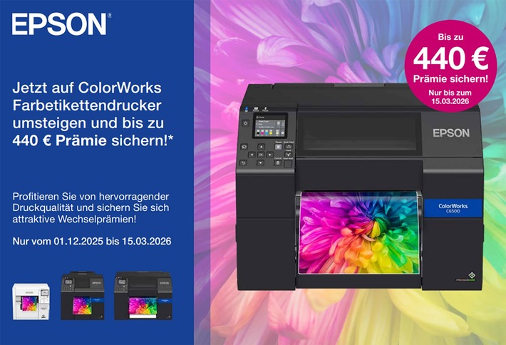 Wechselprämie für ausgewählte Epson ColorWorks Farbetikettendrucker