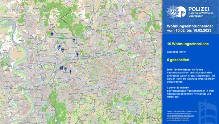 POL-OB: Aktueller Wohnungseinbruchsradar für Oberhausen