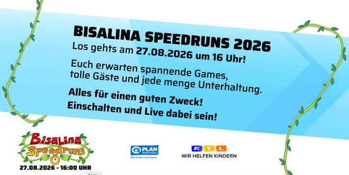 Bisalina Speedruns zugunsten der "Stiftung RTL - Wir helfen Kindern e.V.": Gaming-Community spielt für den guten Zweck