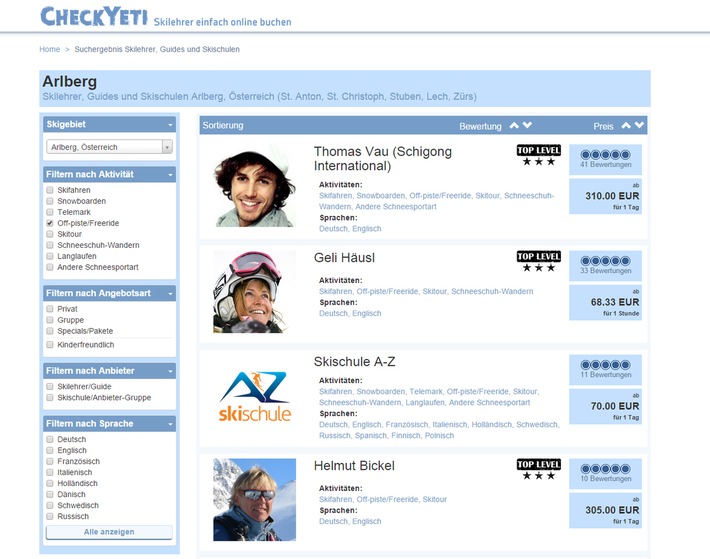 CheckYeti.com: Erster Online-Marktplatz für Wintersport nimmt Fahrt auf - BILD