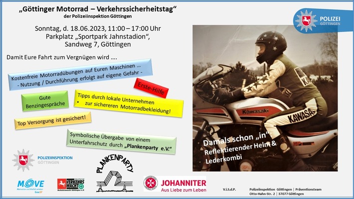 POL-GÖ: (271/2023) &quot;2. Motorrad-Verkehrssicherheitstag&quot; der Polizei am kommenden Sonntag von 11 bis 17 Uhr am Göttinger Jahnstadion