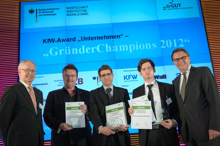 Start-ups aus Bayern, Saarland und Thüringen sind Bundessieger des Wettbewerbs KfW-Award "Unternehmen" - GründerChampions 2012 (BILD)