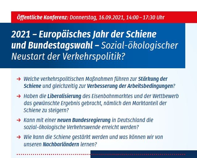 EVG-Konferenz zur deutschen und europäischen Verkehrspolitik - am 16.09. im Livestream
