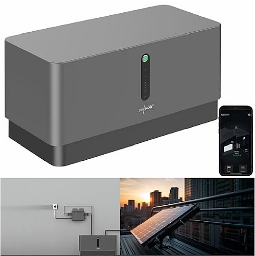 LiFePO4-Akkuspeicher für Balkonkraftwerk: revolt Universal-Plug-&-Play-Akkuspeicher LIT-1030 für Balkon-Solaranlagen, 1,03 kWh