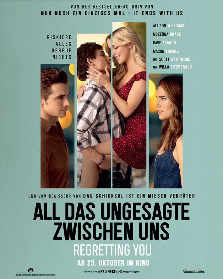Trailer und Poster jetzt verfügbar: ALL DAS UNGESAGTE ZWISCHEN UNS - REGRETTING YOU / Ab 23. Oktober 2025 im Kino!