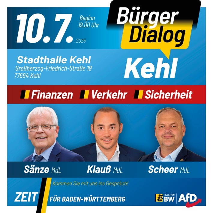 Einladung zum Bürgerdialog der AfD-Landtagsfraktion in Kehl