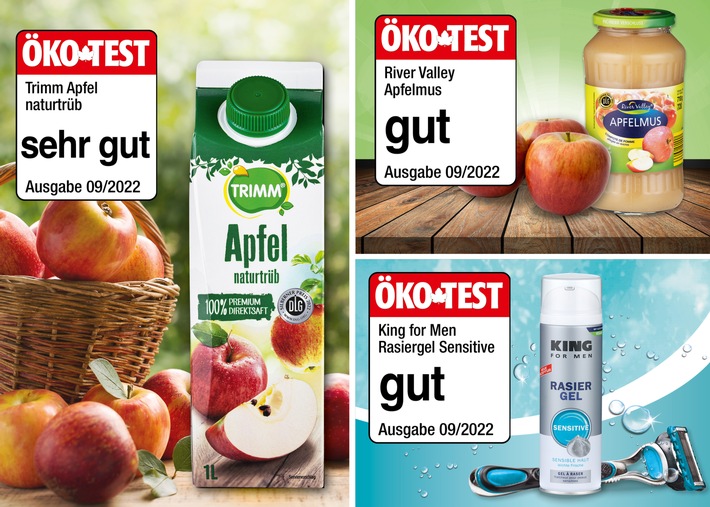NORMA bekommt für Apfelmus und -saft sowie Rasiergel Top-Noten von den ÖKO-TEST-Experten / Verbrauchermagazin lobt in der September Ausgabe die Discounter-Produkte