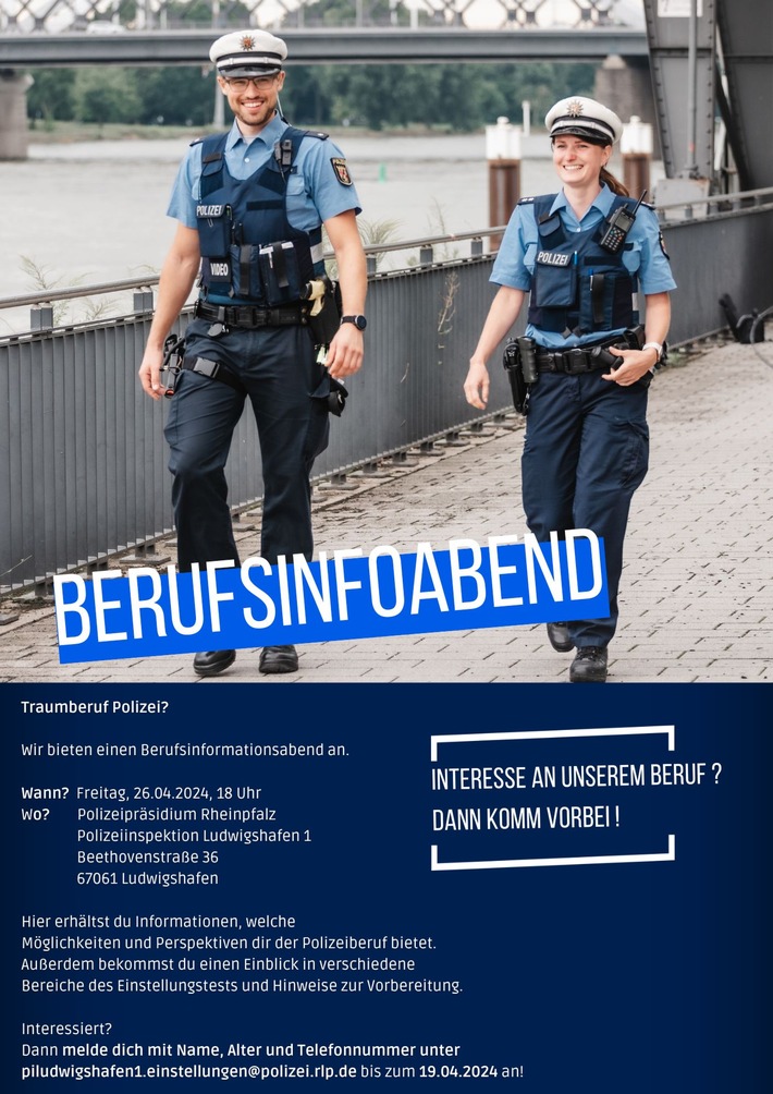 POL-PPRP: Traumberuf Polizei? - Informationsabend der Polizeiinspektion Ludwigshafen 1