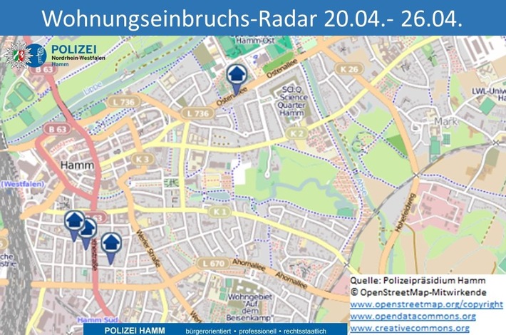 POL-HAM: Wohnungseinbruchs-Radar Hamm 20.04. bis 26.04.
