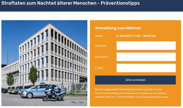 POL-GI: Kriminalpolizeiliche Berater bieten virtuelles Seminar an! Straftaten zum Nachteil älterer Menschen - Präventionstipps