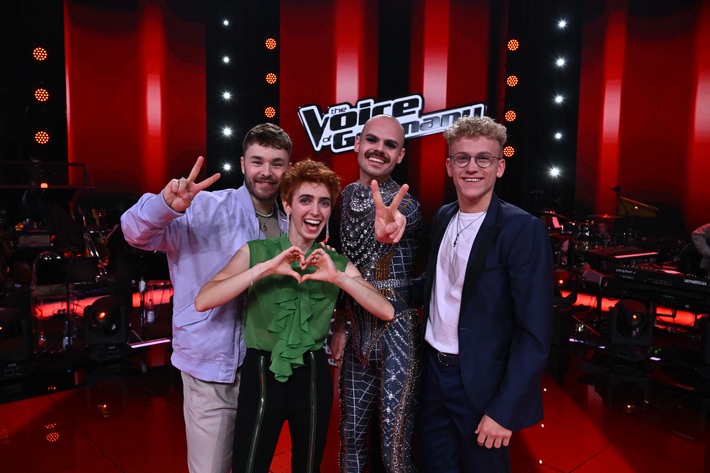 Anny Ogrezeanu, Julian Pförtner, Tammo Förster und Basti Schmidt stehen im "The Voice"-Finale am Freitag / 4,81 Millionen Zuschauer:innen sehen das Halbfinale