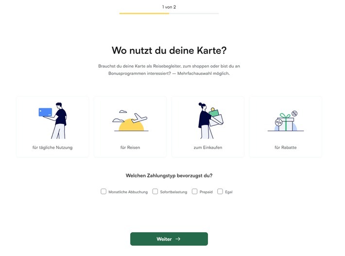 In wenigen Schritten findet der Kreditkarten-Match von kreditkarten.com die individuell beste Kreditkarte / Weiterer Text über ots und www.presseportal.de/nr/146647 / Die Verwendung dieses Bildes für redaktionelle Zwecke ist unter Beachtung aller mitgeteilten Nutzungsbedingungen zulässig und dann auch honorarfrei. Veröffentlichung ausschließlich mit Bildrechte-Hinweis.