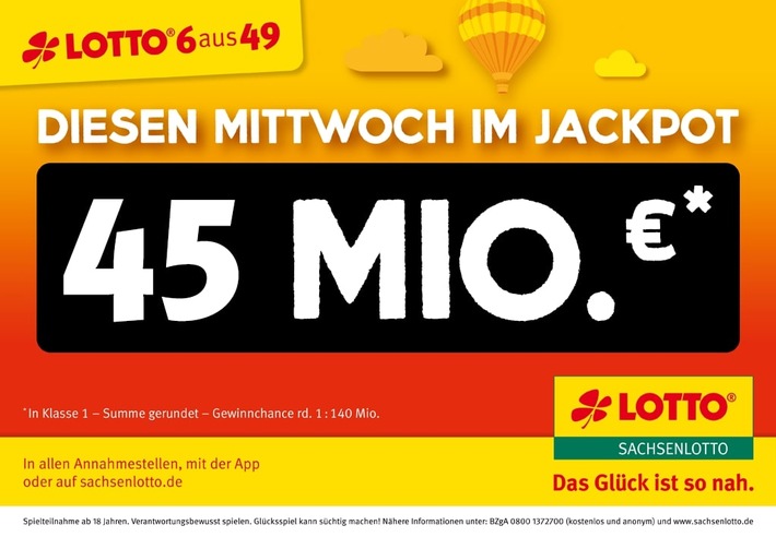 Lottojackpot: Mehr geht nicht: 45 Millionen Euro zur Mittwochziehung