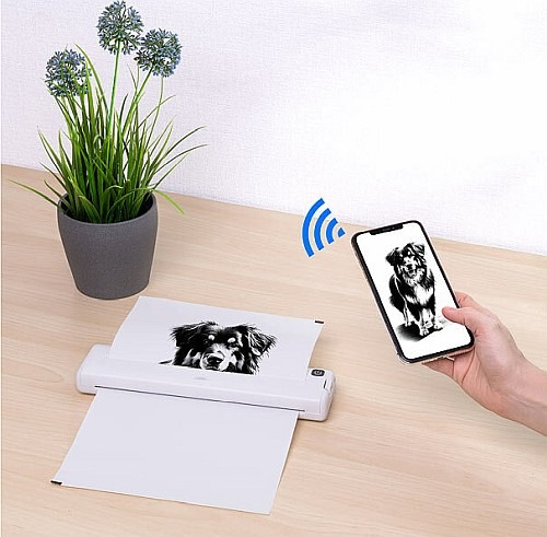 Mobiles Drucken im A4-Format per App: Callstel Mobiler Akku-Thermodrucker TD-200, A4, Bluetooth, App, Android & iOS, 200 dpi