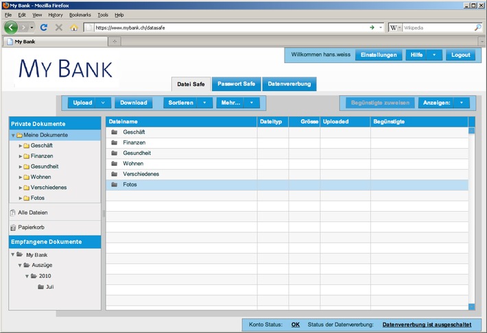 DSwiss erweitert E-Banking mit dem digitalen Schliessfach