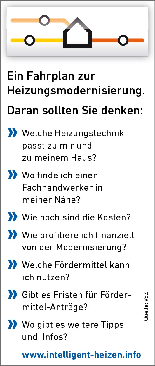 Mit dem "Heizungsmodernisierungs-Fahrplan" profitabel ans Ziel / Neuer Service unterstützt Verbraucher bei der Modernisierungsplanung (mit Bild)