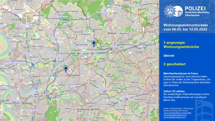 POL-OB: Aktueller Wohnungseinbruchsradar für Oberhausen