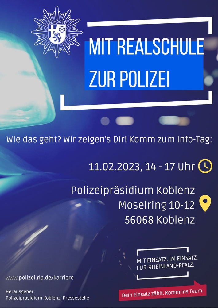 POL-PPKO: Polizei Koblenz informiert: Dein Weg zu uns - auch mit Mittlerer Reife