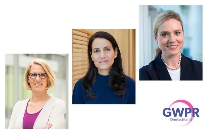 Die GWPR-Deutschland Vorstandsmitglieder Barbara Schädler (Head of Group Communications, Roche), Sabia Schwarzer (Global Head of Communications & Responsibility, Allianz) sowie Gründungsmitglied Clarissa Haller (Head of Communications, Siemens) (v.l.n.r.) wurden vom globalen Branchen-Report "PRovoke" unter die 100 einflussreichsten Kommunikations- und Marketingchefs führender Unternehmen aus aller Welt gewählt. / Drei GWPR-Gründerinnen unter den weltweiten Top 100 Kommunikator*innen / Weiterer Text über ots und www.presseportal.de/nr/127418 / Die Verwendung dieses Bildes ist für redaktionelle Zwecke honorarfrei. Veröffentlichung bitte unter Quellenangabe: "obs/GWPR/news aktuell Collage"