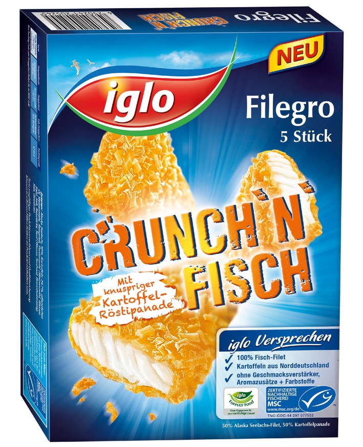 Erfolgreicher Klassiker neu interpretiert: iglo präsentiert Filegro Crunch `n` Fisch (BILD)