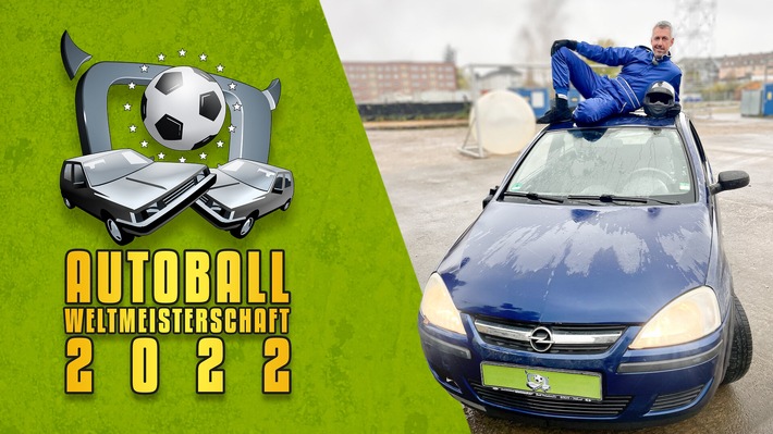 Wird Deutschland doch noch Weltmeister? Sebastian Pufpaff versucht alles bei der &quot;TV total Autoball WM 2022&quot; am Freitag live auf ProSieben