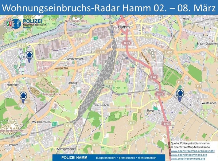 POL-HAM: Wohnungseinbruchs-Radar Hamm 02. bis 08. März