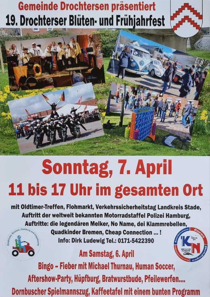 POL-STD: Blüten- und Frühjahrsfest in Drochtersen - Polizei mit Präventionsarbeit und Motorradstaffel Hamburg dabei