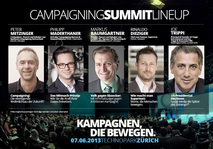 "Wirksame Kampagnen, die bewegen" beim Campaigning Summit Zurich 2013 (Bild/Dokument)