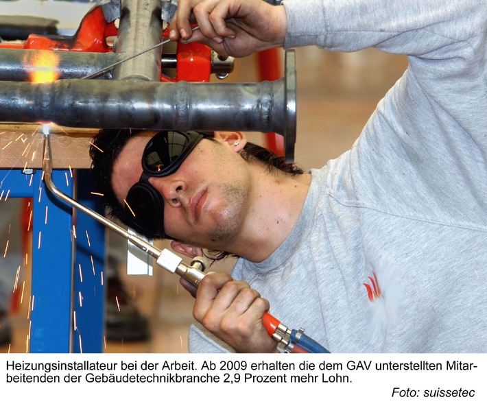 suissetec: GAV Gebäudetechnik - Erhöhung der Lohnsumme um 2,9 Prozent