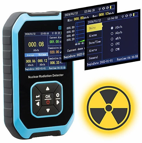 Strahlungswerte zuhause und in der Umwelt messen: AGT Digitaler Akku-Geigerzähler &amp; Dosimeter, Beta-/Gamma-/Röntgenstrahlung