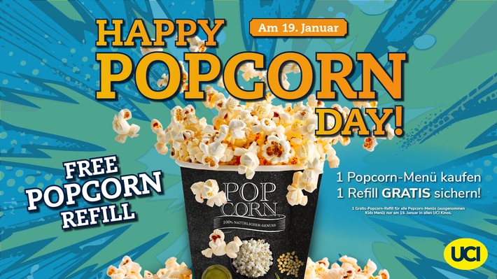 So schmeckt Kino: UCI feiert Tag des Popcorns / Große Popcorn-Aktion am 19. Januar in allen UCI Kinos