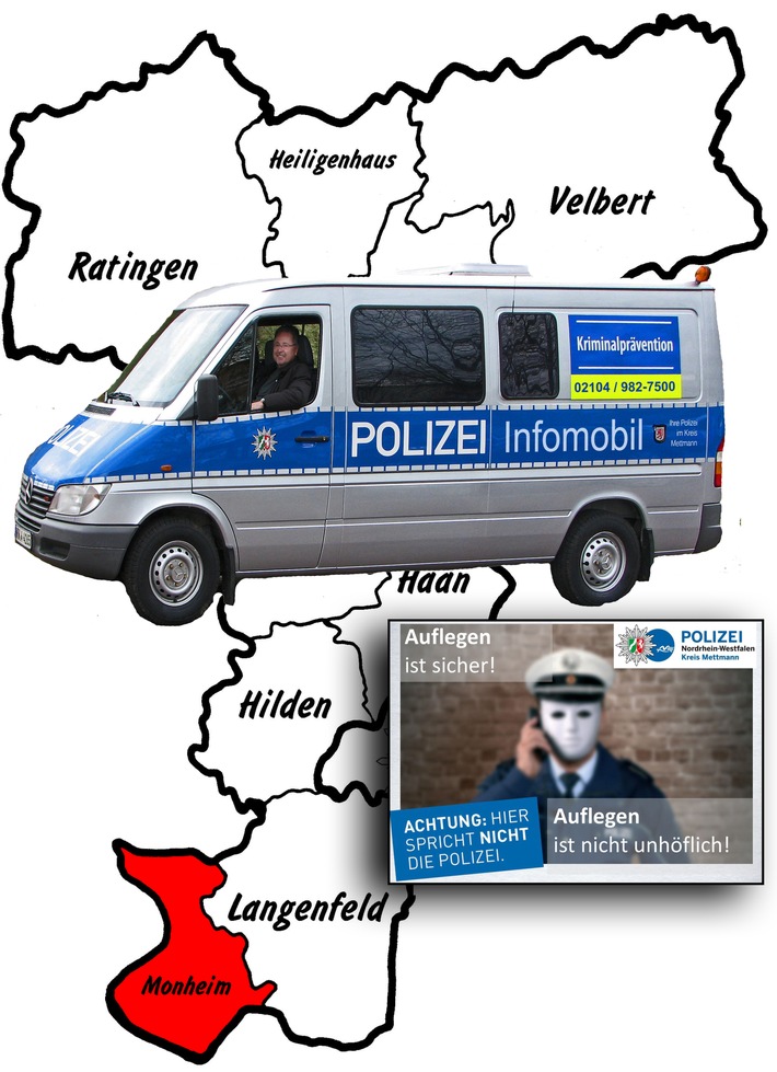 POL-ME: Aktionswoche gegen "falsche Polizeibeamte" in Monheim - Erinnerung an Pressetermin und Einladung für Medienvertreter - Monheim - 1906055