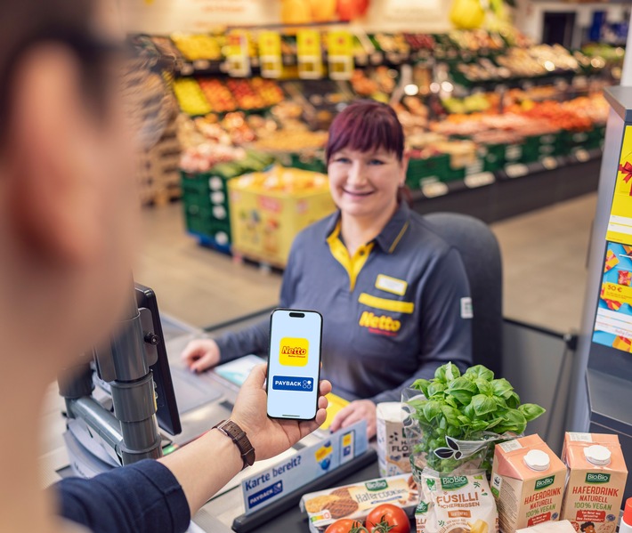 Neue Partnerschaft, neues Potenzial / Ab 1. Januar 2025: Netto Marken-Discount und PAYBACK punkten gemeinsam / Weiterer Text über ots und www.presseportal.de/nr/72216 / Die Verwendung dieses Bildes für redaktionelle Zwecke ist unter Beachtung aller mitgeteilten Nutzungsbedingungen zulässig und dann auch honorarfrei. Veröffentlichung ausschließlich mit Bildrechte-Hinweis.